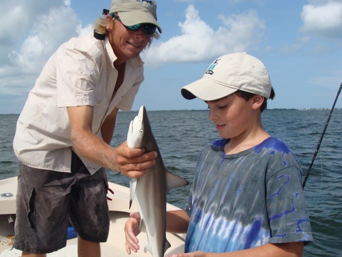 Joey, Little Charlie and small blacktip shark.Sanibel Fishing & Captiva Fishing, Saturday, November 5, 2016.
