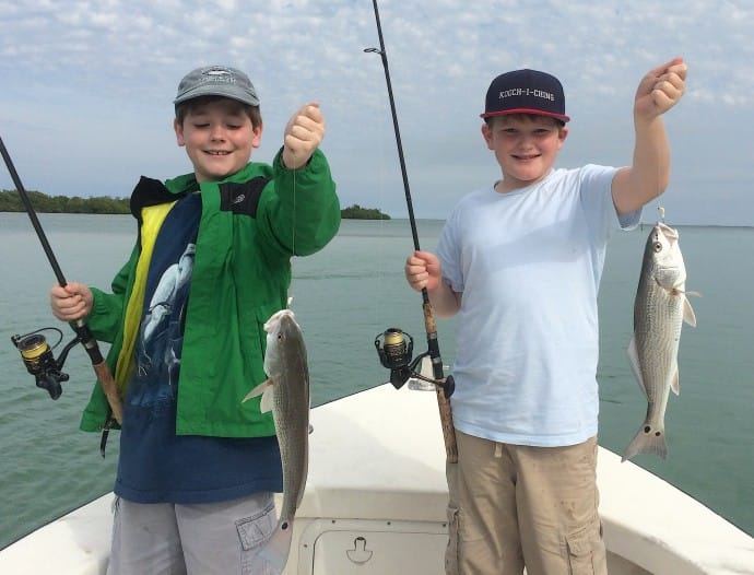 Two Redfish, Christmas Fishing, Sanibel Fishing & Captiva Fishing & Fort Myers Fishing Charters & Guide Service, Monday, December 25, 2017, [File Photo - 12-24-14].