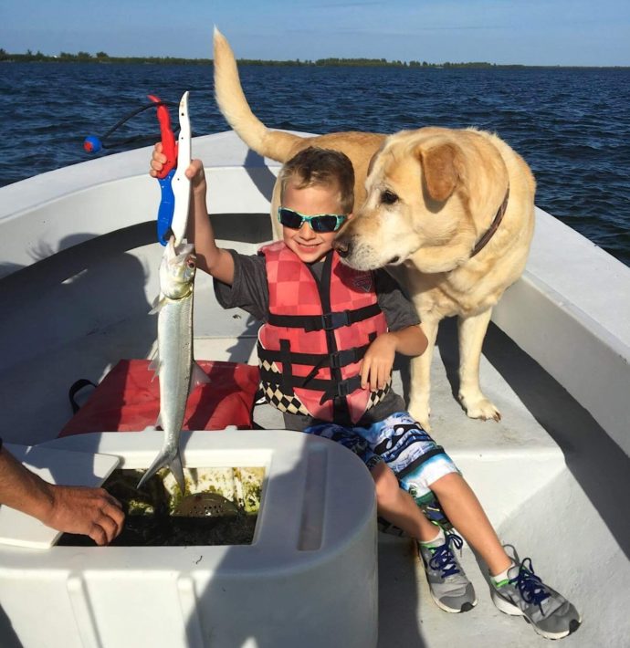 Ladyfish & Redfish, Hank really wanted to lick that fish, Sanibel Fishing & Captiva Fishing, Wednesday, November 9, 2016.