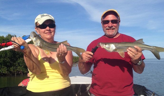 Snook, Pam & Richard, Sanibel Fishing & Captiva Fishing, Sanibel Island, Sunday, January 22, 2017.