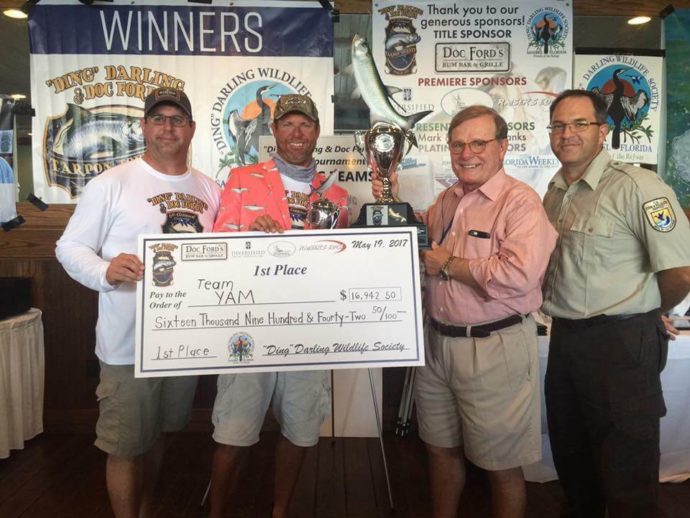 Team YAM Wins 6th Annual “Ding” Darling & Doc Ford’s Tarpon Tournament & Takes Home $16,942.50 And The Silver King Jacket, Saturday, May 20, Captiva Island. Photo Courtesy Of “Ding” Darling & Doc Ford’s Tarpon Tournament.