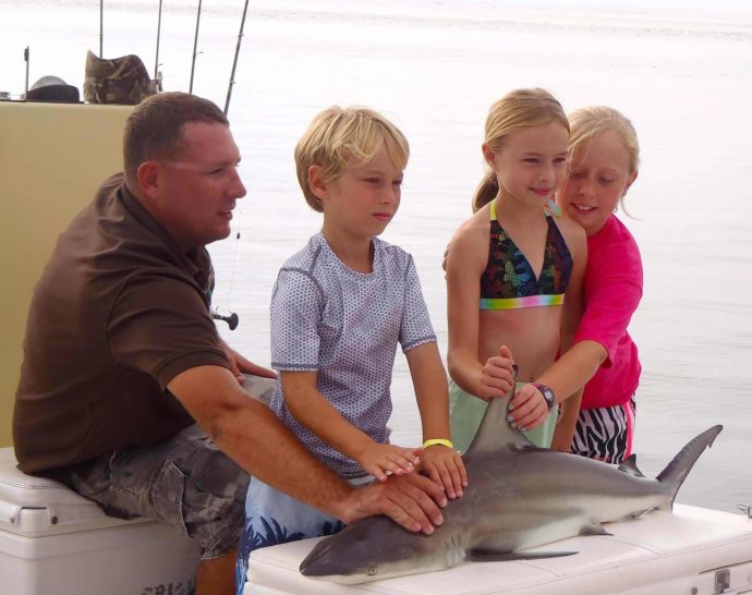 Blacktip Shark & Children, Catch & Release, Sanibel Fishing & Captiva Fishing, Sanibel Island, Sunday, July 16, 2017.
