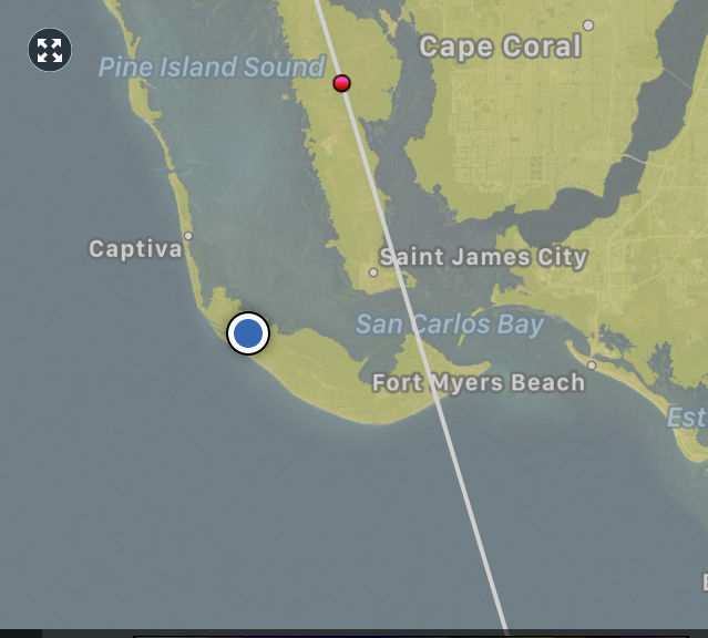 Trajectory Moving East, About 3:30 PM/E, Hurricane Irma, Sanibel & Captiva, Update, September 10, 2017.