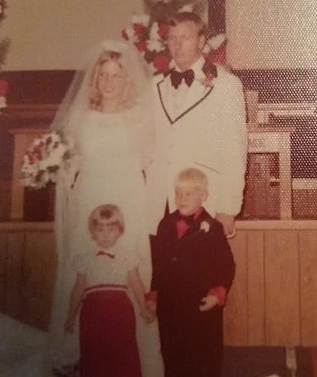 Joe Burnsed and Laurel Kovach Wedding, Christmas Eve, December 24, 1974.