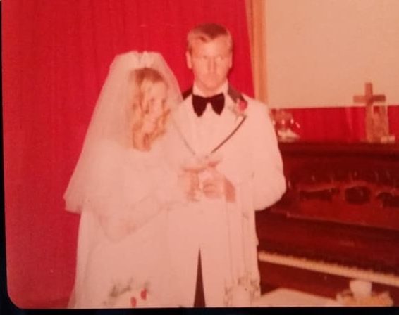Joe Burnsed and Laurel Kovach Wedding, Christmas Eve, December 24, 1974.